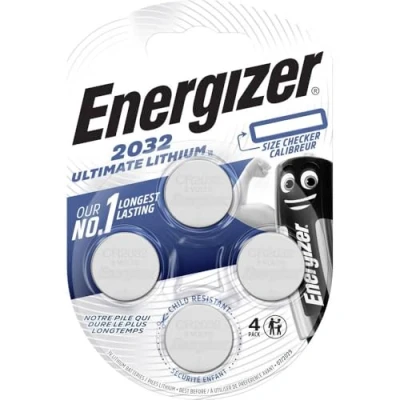 Imagen de Energizer Ultimate Lithium, Pack de 4 pilas CR 2032, litio larga duración para necesidades específicas, sin mercurio añadido y 20 años vida útil