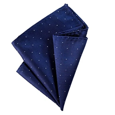 Imagen de DonDon Pañuelos de bolsillo con puntos plateados hombre 25 x cm para ocasiones especiales Azul oscuro