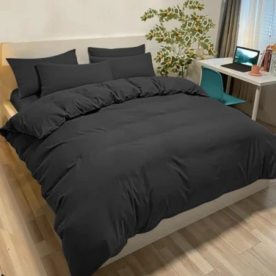 Imagen de Fundas Nórdicas Cama 135 150 Microfibra Juego de Funda Edredón 240x220 cm, 2 Almohada 50 x 80 CM Negro