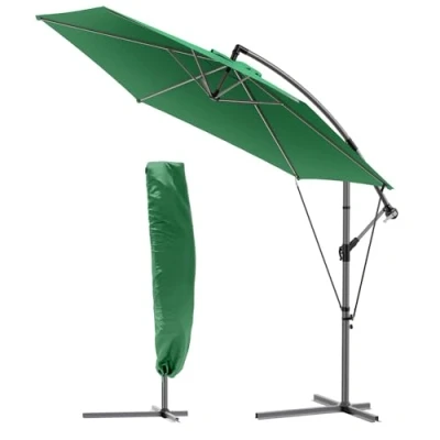 Imagen de VOUNOT 300 cm Parasol Excentrico, Sombrilla de Jardín con Manivela, Funda Protectora y Correa Fijación, Protección UV, Verde