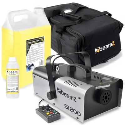 Imagen de BeamZ S1200 MKII máquina de niebla 1200W con bolsa, humo para fiestas líquido, intervalo, temporizador, DMX, depósito 2,5 litros, disco DJs,