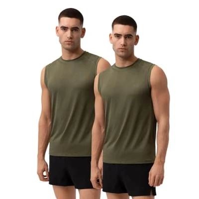Imagen de DANISH ENDURANCE Camiseta Deporte Hombre Sin Mangas, Materiales Reciclados, Pack de 1 o 10, Oliva, L