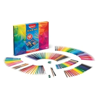 Imagen de Maped Material Escolar Kit de Coloreado 150 Piezas Colección Color&#039;Peps Infinity Estuche Portátil Incluye Múltiples Útiles para Colorear Duran 10 Veces Más Gran Surtido Colores
