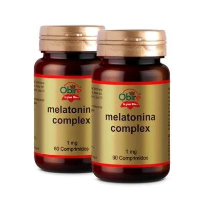 Imagen de Obire Melatonina Complex 1 mg 60 Comprimidos Pack 2 Unidades Ayuda para Dormir Bien Efecto Relajante Con Pasiflora, Amapola Californiana, Melisa, Tila y Valeriana