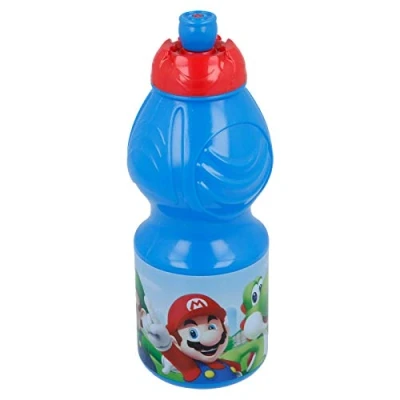 Imagen de ALMACENESADAN Botella sport multicolor; producto de plástico reutilizable; libre BPA; capacidad 400 ml (Supermario)