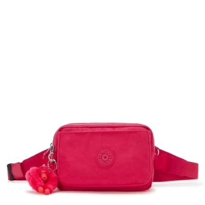 Imagen de Kipling Abanu Bolso cruzado múltiple para mujer, ligero, cintura de nailon ajustable con bolsillos cremallera multicompartimento, Confeti rosado, 7.5&quot;L x 5&quot;H 3.25&quot;D