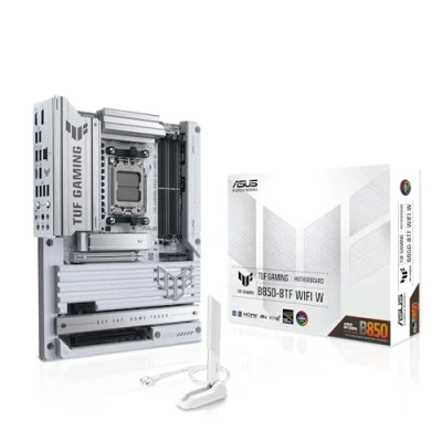 Imagen de ASUS TUF Gaming B850 BTF WiFi W, Placa Base AMD ATX, 14+2+1 Fases de alimentación, Ranura DDR5, PCIe 5.0 Ready, 3 Ranuras M.2, 7, Realtek 2.5 GB, USB C, HDMI, DisplayPort, BIOS Flashback y Aura