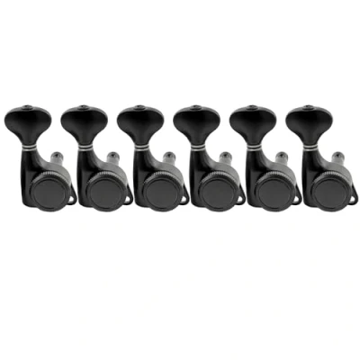 Imagen de Musiclily Pro 6 en Línea Ratio 18:1 Sellado Guitarra Clavijeros Bloqueo Clavijas de Afinación con Botones G Style Tornillo 45 Grados para Eléctrica tipo Strat Tele, Negro