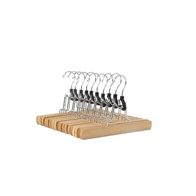 Imagen de Amazon Basics Perchas de madera para pantalones, natural, 10 unidades
