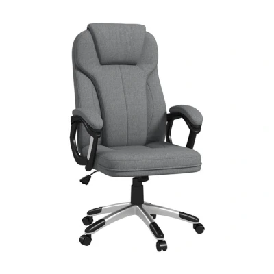 Imagen de Vinsetto Silla de Oficina Escritorio Estudio Giratoria Tapizada en Tela con Función Basculante Altura Ajustable Reposabrazos 66x75x110 120 cm Gris