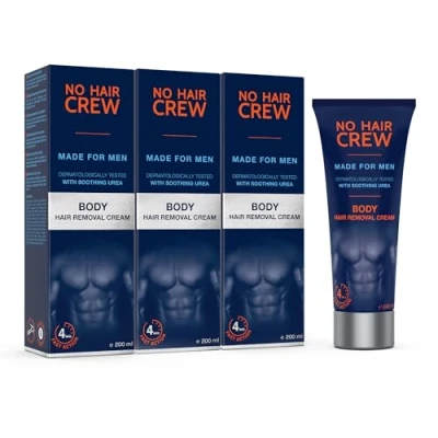 Imagen de NO HAIR CREW 3 x Crema Depilatoria Corporal Depilación Hecha Para Hombres (Set de 200 ml)