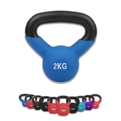 Imagen de wuuhoo® Pesa Rusa Dwayne Kettlebell 2kg 28kg de Hierro Fundido Macizo con Revestimiento Neopreno, mancuerna oscilante para Entrenamiento Fuerza, Pesas códigos Colores (a) 2 kg