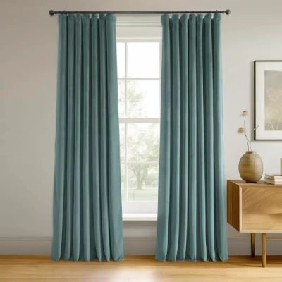 Imagen de HPD Half Price Drapes Signature VPCH 180106 108 Cortinas Opacas de Terciopelo para Dormitorio, 50 x (1 Panel), Color Azul Skylark