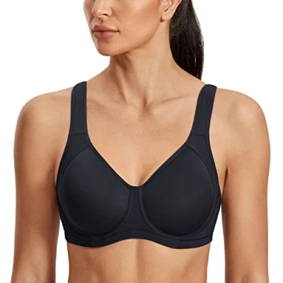Imagen de SYROKAN Sujetador Deportivo Alto Impacto X Back Tallas Grandes Cómodo para Mujer Negro 2 95E