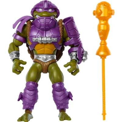 Imagen de Mattel Masters of the Universe Origins Tortugas de Grayskull Figura acción y accesorios, Donatello coleccionable juguete con 16 articulaciones, TMNT MOTU Crossover