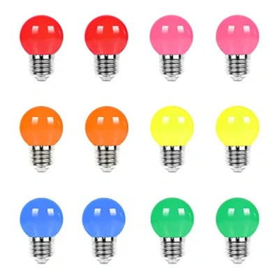 Imagen de UYHGO Bombillas LED E27 Colores, 1W G45 Color Lámpara, Multicolor, Rosa, Naranja, Rojo, Amarillo, Azul, Verde Paquete de 12