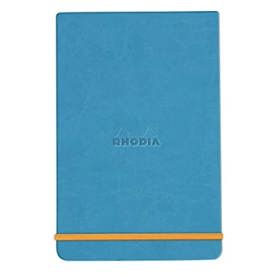 Imagen de Clairefontaine ES RHODIA 194358C Bloc de notas web rígido turquesa A6 Con líneas 192 páginas desmontables Papel Ivory 90 g/m Marcador, cierre elástico Cubierta piel sintética