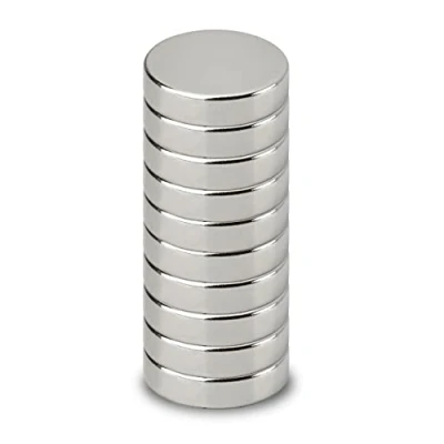 Imagen de MAUL Imán de neodimio 12 x 3 mm diámetro (10 unidades), Imanes para un uso versátil, redondo con diseño elegante y moderno, fuertes placa magnética, cinta plata