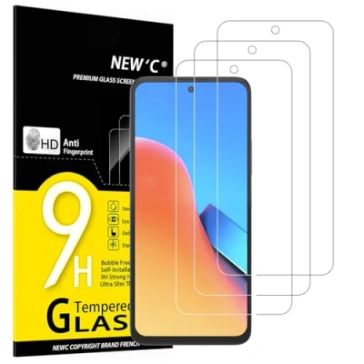 Imagen de NEW&#039;C 3 Piezas, Protector Pantalla para Xiaomi Redmi 12 (no compatible Note 12), Cristal templado Antiarañazos, Antihuellas, Sin Burbujas, Dureza 9H, 0.33 mm Ultra Transparente, Resistente