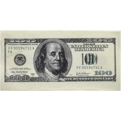 Imagen de Folat B.V. Servilletas USA Party 100 dolares americanos 10 Piezas, Color verde (22563)