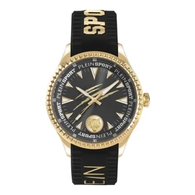 Imagen de Plein Sport Lineman Reloj analógico de cuarzo para hombre, Ip Gold/Black Ps5ba0324, Correa