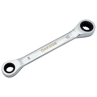Imagen de DAKCOS Llave de Trinquete con Doble Anillos 8mm 10mm, Combinada Carraca 2 en 1, CR V acabado cromado mate