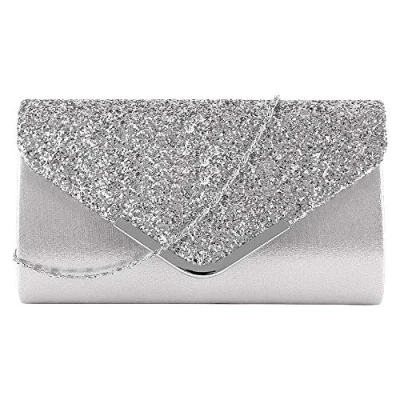 Imagen de MEGAUK Bolso de mano para mujer con purpurina, elegante, brillante, cadena bodas, fiestas graduación, color, talla Einheitsgröße