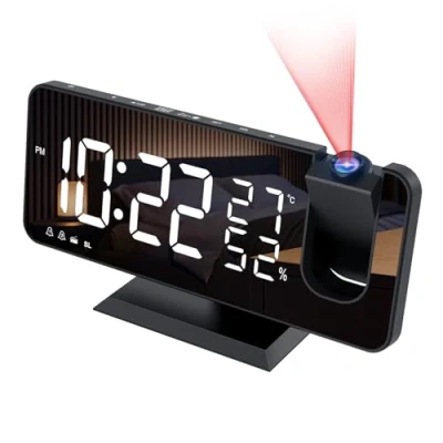 Imagen de Aikove Despertador Proyector Techo Reloj Digital con Función de Radio FM para Dormitorio