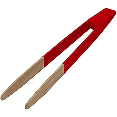 Imagen de Pebbly Magnet Toast Tong Bamboo 24 cm Red Pinza de Cocina, Bambú, Rojo, Centimeters
