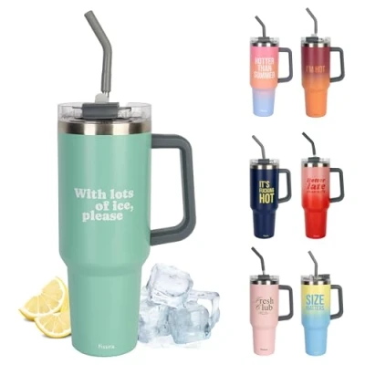 Imagen de Fisura Botella de agua térmica 1,2 litros grande. acero inoxidable. Sin BPA. 24 horas frío / 12 calor. Con pajita incluida. 9,8 cm x 27,8 (Lots of ice, azul)
