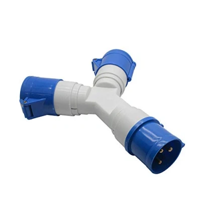 Imagen de Adaptador de tapa enchufe 3 polos 220 V industrial IP44 regleta caravanas/autocaravanas/barcos, astillero, conector enchufes corriente distribuidor (2 tomas 32 A)