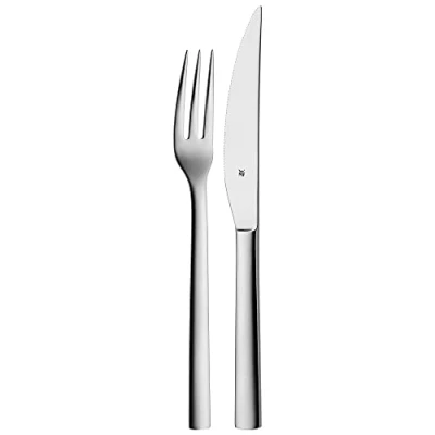 Imagen de WMF Nuova Cubertería para Carne, Cuchillo y Tenedor monobloque de Acero Inoxidable
