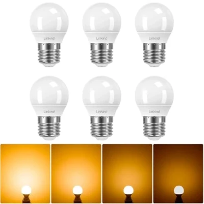 Imagen de Linkind Lámpara regulable Golf P45 E27,Bombilla LED 5W equivalente a 40W,2700 K blanco cálido, 470 lm, paquete de 6