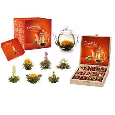 Imagen de Mix de Té Flowers Set Regalo &quot;Té Floreciente&quot; + 12 Flores Madera en Lata 6 Variantes blanco