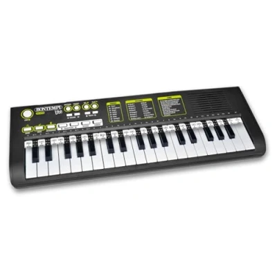 Imagen de Bontempi KeyRhythm Teclado Piano Digital de 37 Teclas, diapasón 2 cm con Toma para Auriculares, Banda Pentagramada, Petrónomo y Transpositor, 54,4x18,4x5,4