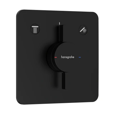 Imagen de hansgrohe DuoTurn Q, grifo de ducha empotrado para 2 funciones, monomando ducha, mezclador iBox universal 2, negro mate