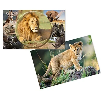 Imagen de HERMA Protector de escritorio Animales, Animales africanos, 55 x 35 cm, base antideslizante, impresa por ambas caras, limpiable, cartón resistente
