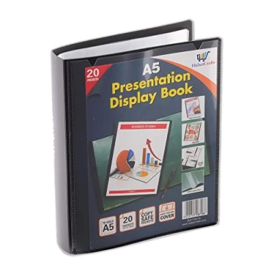Imagen de Libro expositor de carpeta proyectos con fundas plástico transparente para presentaciones (A5, 20 bolsillos, 40 vistas, 1 unidad)