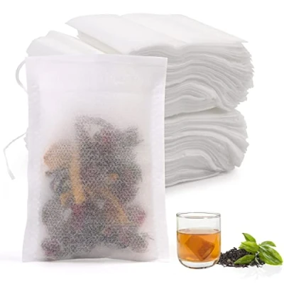 Imagen de 200 Piezas Bolsas de Filtro Té Desechables con Cordón, 7 x 9 cm Te, Bolsita Te Filtro, Vacias para Especias Sueltas, Hierbas en Polvo, Café, Lavanda