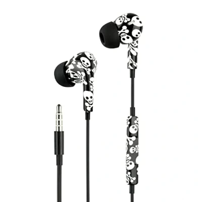 Imagen de Music Sound Auriculares Fantasy In Ear con Cable Stereo Micrófono, Control Remoto Integrado Intra Auriculaires Jack 3,5 mm Fantasia Cráneo