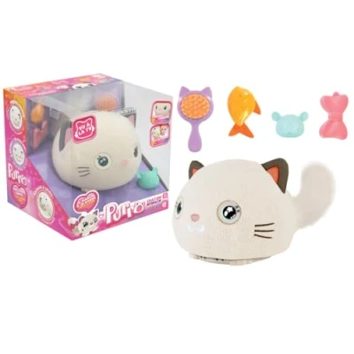 Imagen de MGM GAMES JOUET Purro Gato Inteligente Interactivo 110870 Responde A Toques y Sonidos Blanco Maúlla Ronronea Teksta Juguete para Niño Gatito Robot Partir de 5 años (110870)