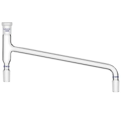 Imagen de Labasics Adaptador de Vidrio para Destilación, Destilación Laboratorio Borosilicato 75 Grados Doblado con Juntas Estándar 14/20 Aparatos