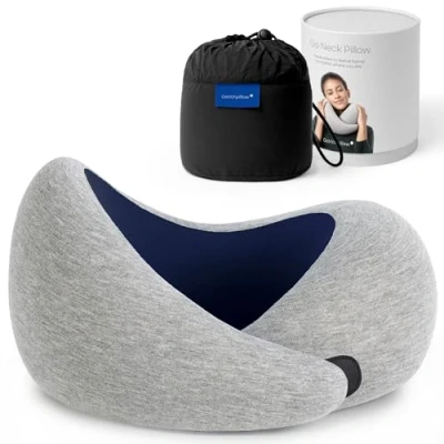 Imagen de OSTRICHPILLOW Go Neck Pillow Almohada de Viaje Espuma Memoria, Diseño Ergonómico 360º, Lados Asimétricos, Bolsa Incluida, Funda Lavable Modal (Deep Blue)
