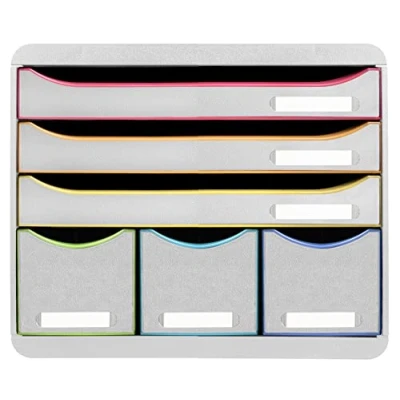 Imagen de Exacompta Ref. 306713D STORE BOX Caisson 6 cajones, 3 cajones para documentos A4+ y finos altos. Dimensiones exteriores: profundidad 27 x ancho 35,5 altura 27,1 cm negro/blanco brillante