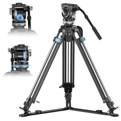 Imagen de SIRUI Kit de Trípode Fibra Carbono con Contrapeso, 182cm Vídeo Contrapeso 7 Pasos, Amortiguación Hidráulica Pan/Tilt 4 Carga Máxima 10kg/22lbs SQ75+VHS 10