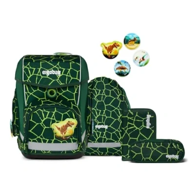 Imagen de ergobag Cubo Set Mochila Escolar ergonómica clásica, de 5 Piezas para Primer Curso Primaria BearRex Verde