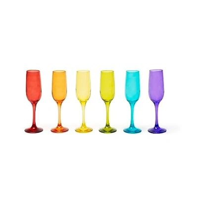 Imagen de Excelsa Varadero Juego de 6 copas multicolor cristal soplado pulverizado, capacidad 250 ml.