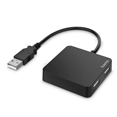Imagen de Hub USB/Concentrador Hama 00200121, 4x Puertos USB, USB 2.0, 480 Mbps, Negro