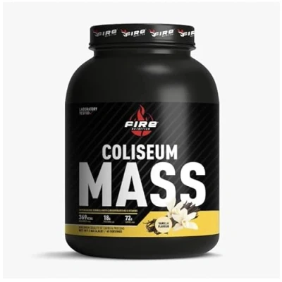 Imagen de Fire Nutrition Coliseum Mass Gainer 3 kg Vainilla Formula Hipercalorica con Mezcla de Carbohidratos, Proteinas y Vitaminas Favorece la ganancia Volumen Masa Muscular