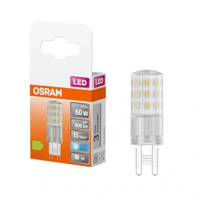 Imagen de OSRAM LED PIN lámpara multicolor con casquillo G9 retrofit, 4,9 W / 806 lm, luz blanca fría y clara 4000 K, no regulable, IP20, cristal sin plomo, 18 mm de diámetro.